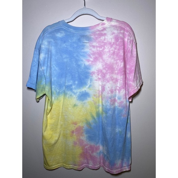 NWOT. Y2K BUZZ Tie Dye Pink Blue and Yellow T-shirt Womens Medium - Picture 5 of 5